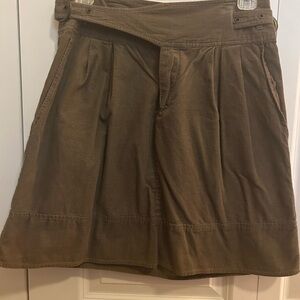 Brown A-Line Skirt with Pockets and side Buckles